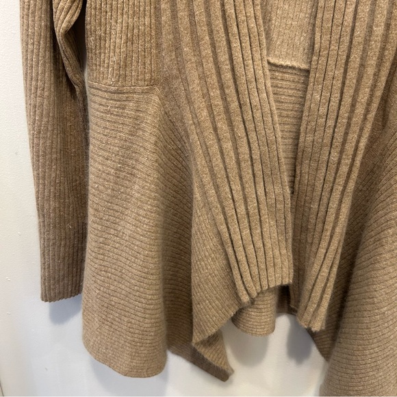 Sarah Spencer Angora Blend Oatmeal Waterfall Ribbed Open Front Cardigan Cozy | L - Picture 4 of 10